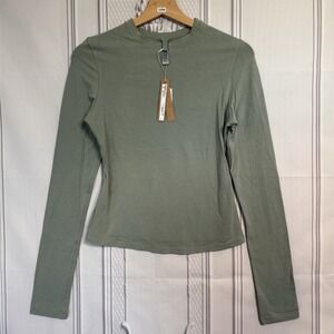 Skims Cotton Jersey Long Sleeve T-Shirt In Mineral Size Medium NWT